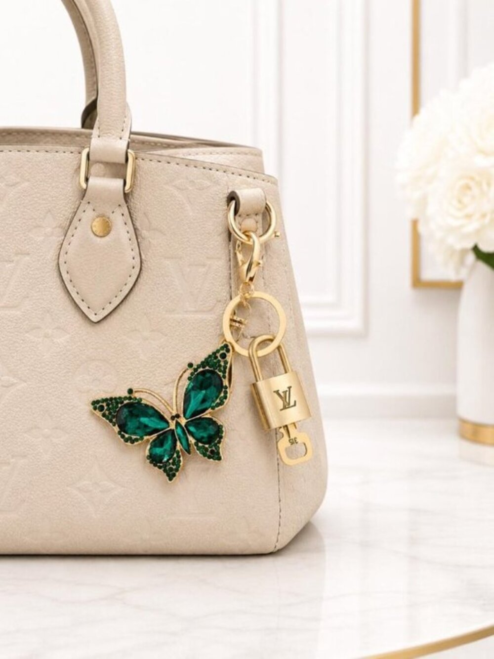 Authentic Louis Vuitton Gold Padlock 🔒 Key Set w/ Butterfly Bag Charm